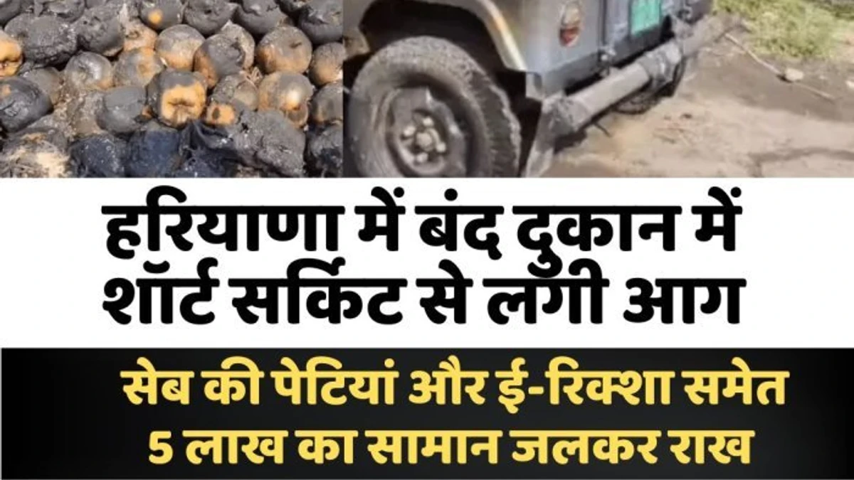 कैथल के अमरगढ़ गामड़ी में बंद दुकान में लगी भीषण आग, ई-रिक्शा और सेब की पेटियों समेत 5 लाख का सामान स्वाहा
